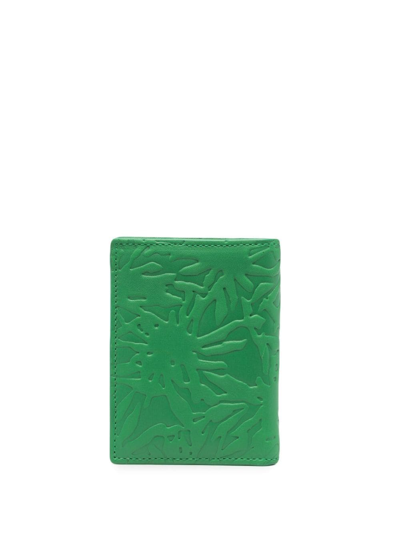 Comme Des Garçons Embossed Leather Wallet In Grün