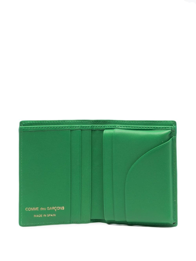 Comme Des Garçons Embossed Leather Wallet In Grün