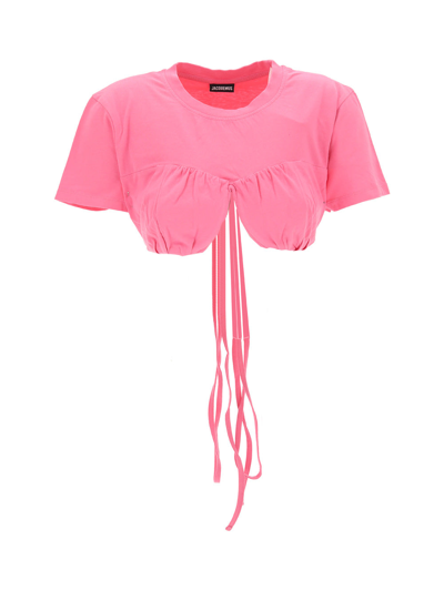 Shop Jacquemus T-shirts & Vests In Dark Pink