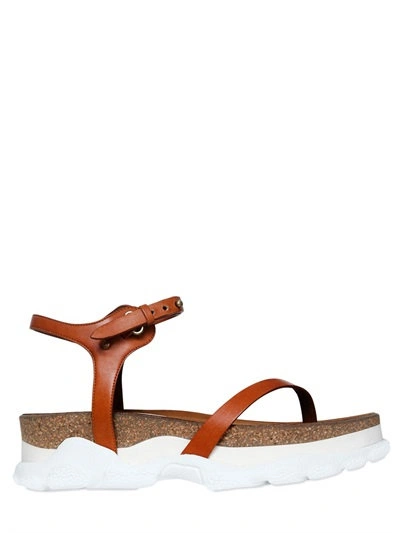 Shop Stella Mccartney 55mm Altea Faux Leather Sandals In Tan