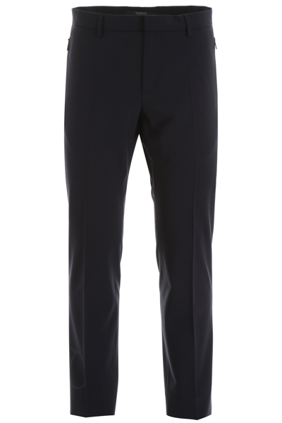 Shop Valentino Vlogo Classic Trousers In Blue
