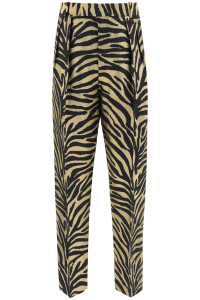 Shop Khaite Magdeline Zebra Print Trousers