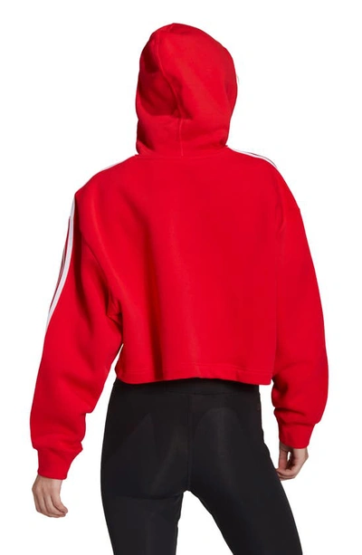 Shop Adidas Originals Short Fleece Hoodie In Vivid Red