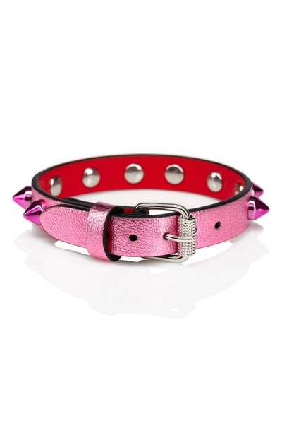 Shop Christian Louboutin Loubilink Studded Leather Bracelet In Confettis/ Confettis Met