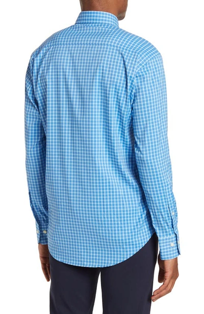 Shop Peter Millar Heron Tailored Fit Plaid Performance Button-down Shirt In Cape Blue