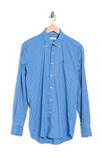 Shop Peter Millar Heron Tailored Fit Plaid Performance Button-down Shirt In Cape Blue
