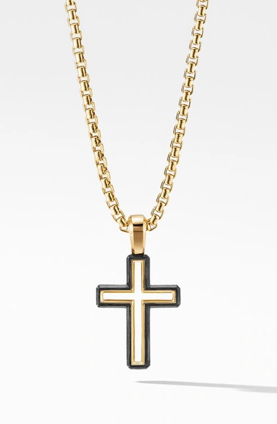 Shop David Yurman Forged Carbon Cross Pendant With 18k Gold