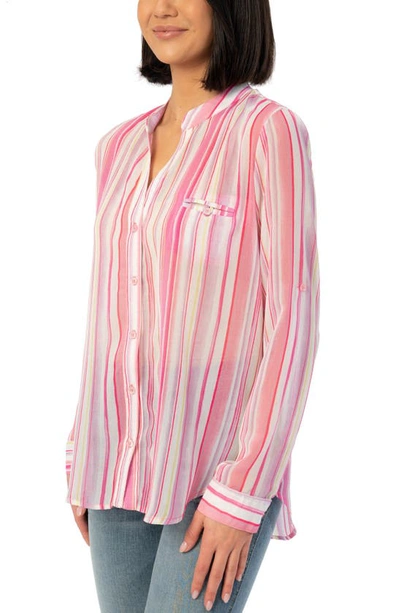 Shop Kut From The Kloth Jasmine Chiffon Button-up Shirt In Watercolor Ivory/ Rose