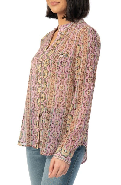 Shop Kut From The Kloth Jasmine Chiffon Button-up Shirt In Albi Stripe Rose