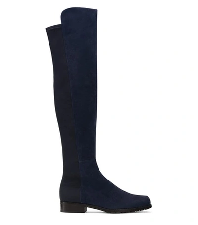 Shop Stuart Weitzman The 5050 Boot In Blue Suede