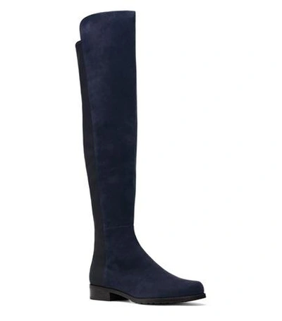 Shop Stuart Weitzman The 5050 Boot In Blue Suede