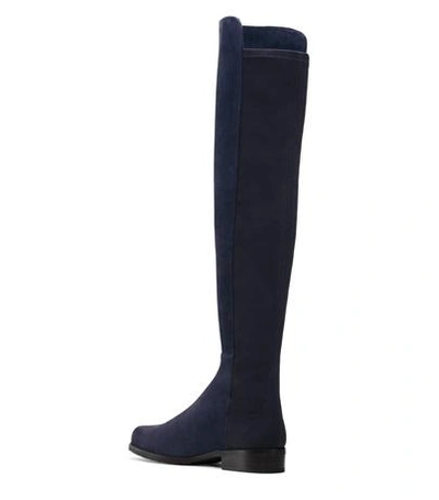 Shop Stuart Weitzman The 5050 Boot In Blue Suede