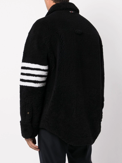 Thom Browne Navy Dyed Shearling 4-bar Jacket In Blue
