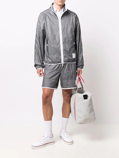Thom Browne Men's Sporty Ripstop Bermuda Shorts In Silver