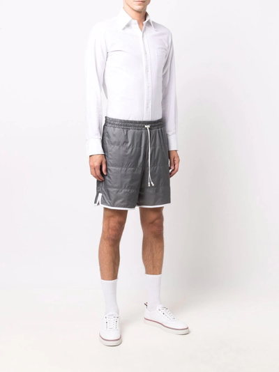 Thom Browne Men's Sporty Ripstop Bermuda Shorts In Silver