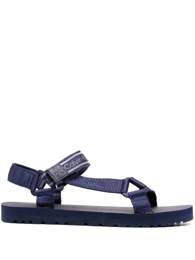 Shop Calvin Klein Logo Open-toe Sandals In Blau