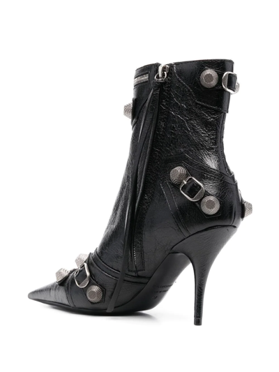Balenciaga Cagole 50 Ankle Boots In Lamb Leather In Schwarz