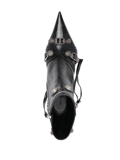 Balenciaga Cagole 50 Ankle Boots In Lamb Leather In Schwarz