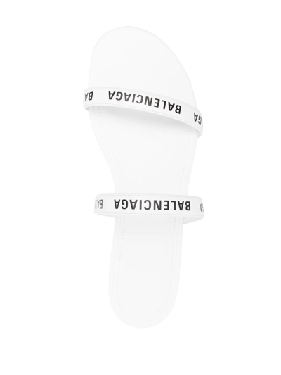 Shop Balenciaga Logo-print Strappy Sandals In Weiss