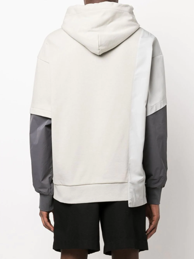Shop Feng Chen Wang Logo-embroidered Panelled Hoodie In Grau