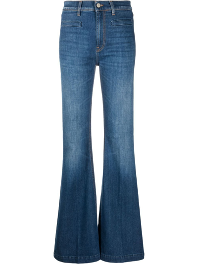 Shop Dondup Flared Denim Jeans In Blau