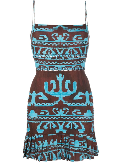 Shop Alexis Patterned Flare Dress In Blau