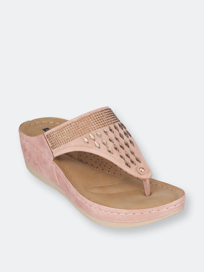 Shop Gc Shoes Kiara Blush Wedge Sandals In Pink