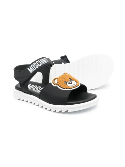 Moschino Teddy Bear Motif Sandals In Black