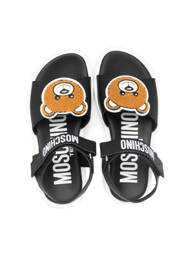 Moschino Teddy Bear Motif Sandals In Black