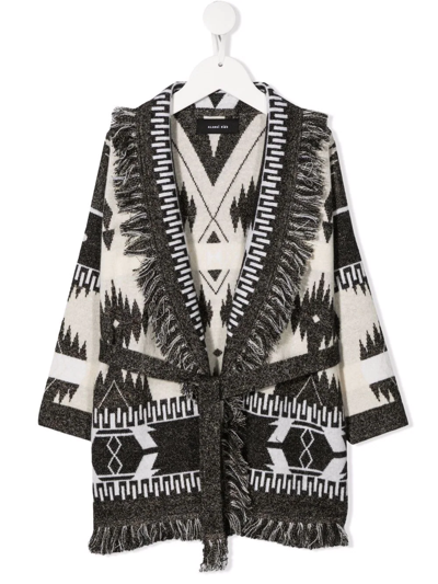 Shop Alanui Icon Jacquard Belted Cardigan In Neutrals