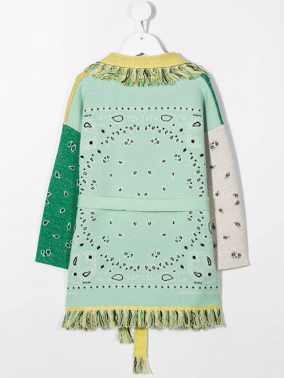 Shop Alanui Bandana-jacquard Belted Cardigan In Multicolour