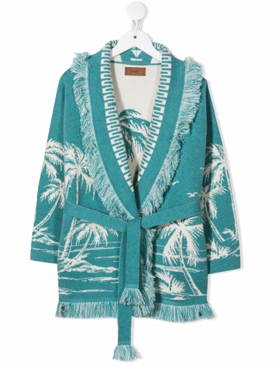 Shop Alanui Surrounded By The Ocean Belted Cardigan In Blue