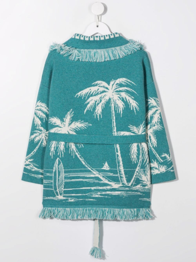 Shop Alanui Surrounded By The Ocean Belted Cardigan In Blue