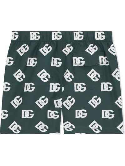 Shop Dolce & Gabbana Logo-print Swim Shorts In Green