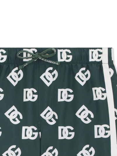 Shop Dolce & Gabbana Logo-print Swim Shorts In Green