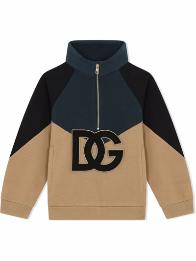 Shop Dolce & Gabbana High-neck Colour-block Sweatshirt In Neutrals
