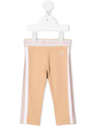 Aigner Logo-tape Leggings In Brown