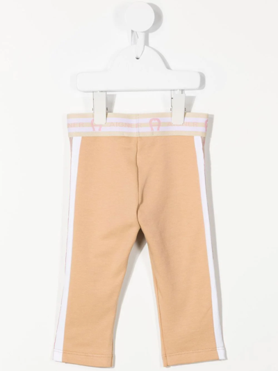 Aigner Logo-tape Leggings In Brown