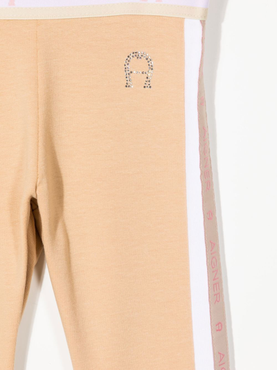 Aigner Logo-tape Leggings In Brown