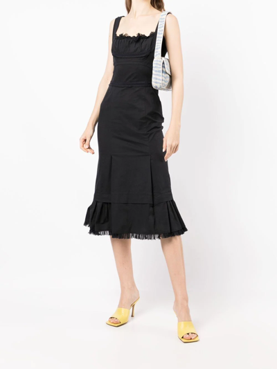 Pre-owned Prada 2010s Ruffled Detailing Sleeveless Dress In Black