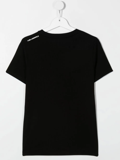 Shop Karl Lagerfeld Teen Logo-print Short-sleeved T-shirt In Black