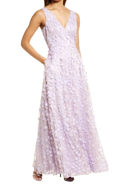 Shop Eliza J 3d Floral Evening Gown In Lavender