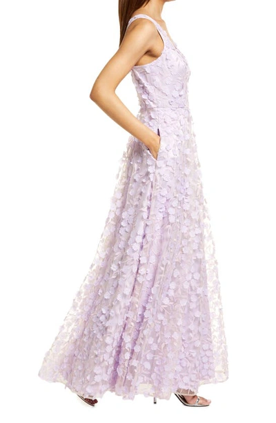 Shop Eliza J 3d Floral Evening Gown In Lavender
