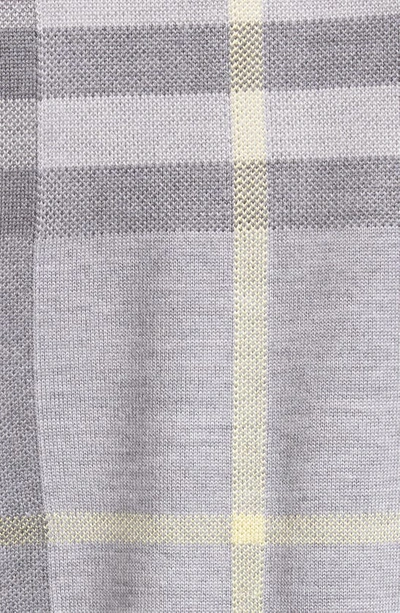 Shop Burberry Cartner Check Intarsia Wool & Silk Polo In Pale Grey