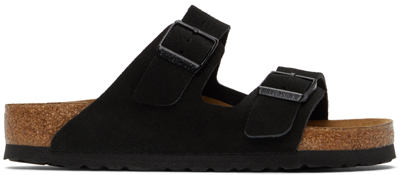 Shop Birkenstock Black Suede Soft Footbed Arizona Sandals