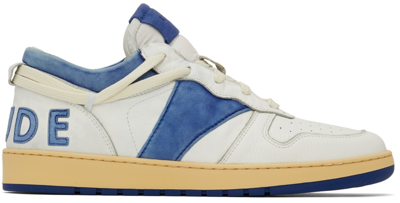 Shop Rhude Ssense Exclusive White & Blue Rhecess Low Sneakers In White/royal