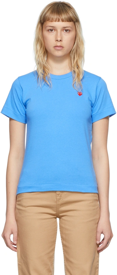 Shop Comme Des Garçons Play Blue Cotton T-shirt