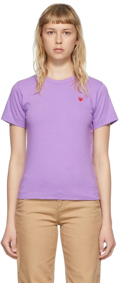 Shop Comme Des Garçons Play Purple Cotton T-shirt