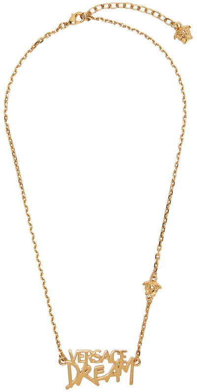 Shop Versace Gold 'dream' Necklace In 3j000  Gold
