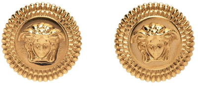 Shop Versace Gold Tribute Stud Earrings In 3j000 Gold